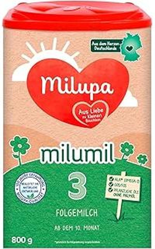 Milupa Milumil 3 – Folgemilch – Baby-Milchpulver – Nach dem 10. Monat – Passender Begleiter bei der Einführung fester Nahrung mit wichtige...