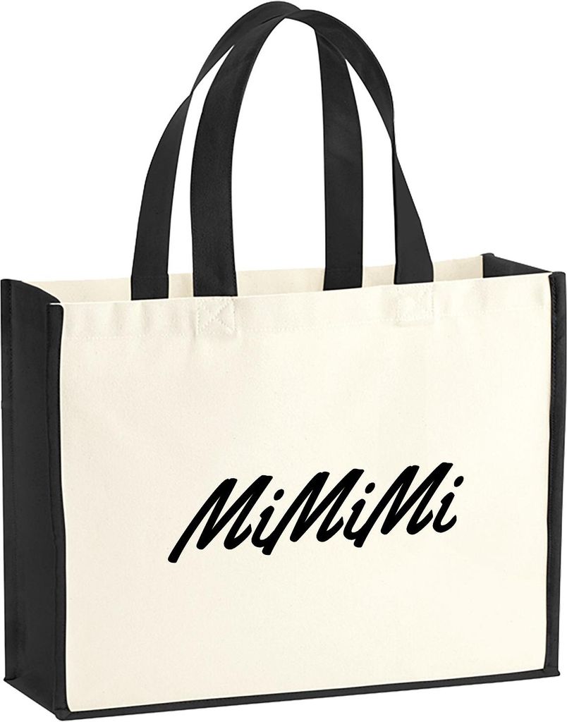 Huuraa Jutetasche Mimimi Schriftzug 21 Liter Black Jute und Baumwolle Einkaufstasche Geschenkidee