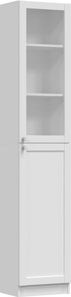VBChome Standregal 40 x 31 x 200 cm Weiß Büroregal mit 6 Fächern 2 Türen mit 1 Glas Bücherregal Bücherschrank Holzwerkstoff Mehrzweckschrank ...