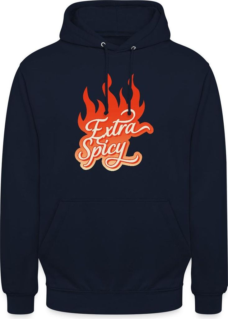 Spreadshirt Extra Spicy Lustiges Flammen Motiv Für Chili Fans Uni Hoodie, L, Navy