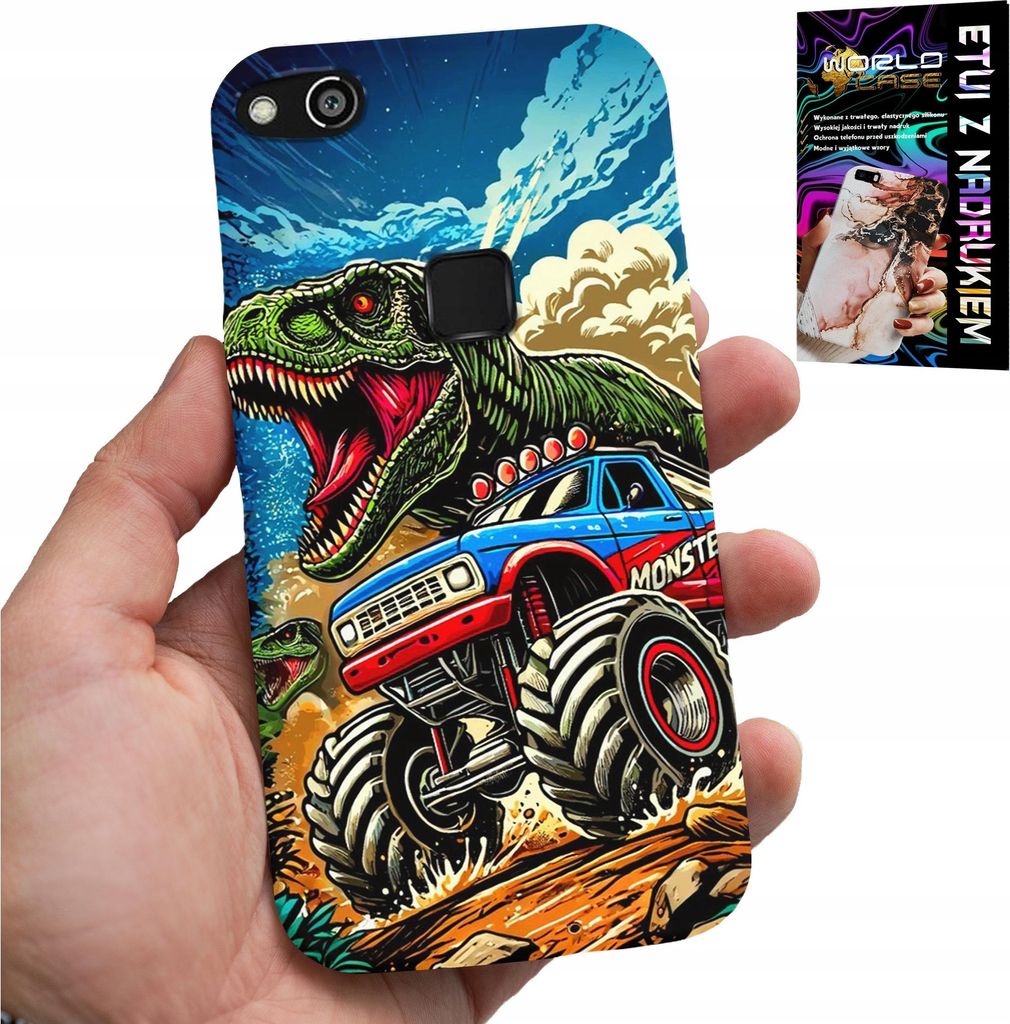 Fall Für Huawei P10 Lite - Dinosaurier In Monstertruck Designs Für Kinder