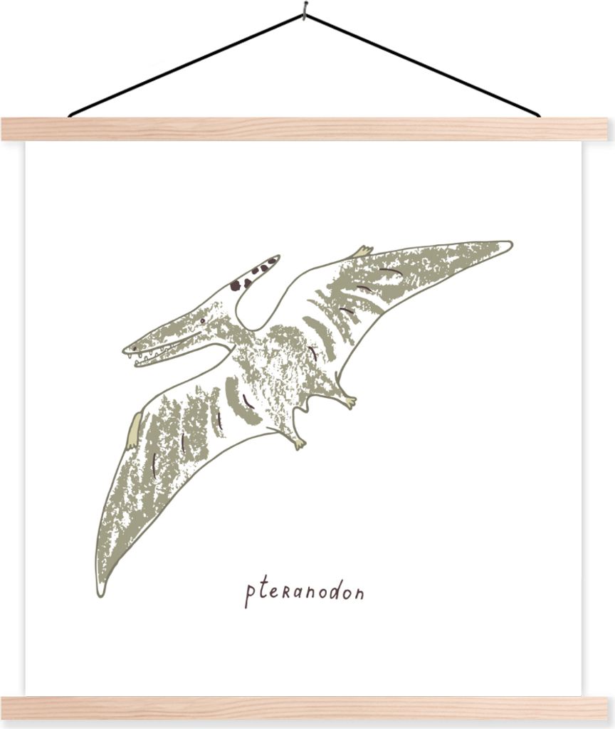 MuchoWow Textilposter Kinderzimmer - Pteranodon - Dinosaurier - Jungen - Mädchen - Kinder - Kinder 40x40 cm mit holzfarbenen Rahmen - Posterleiste