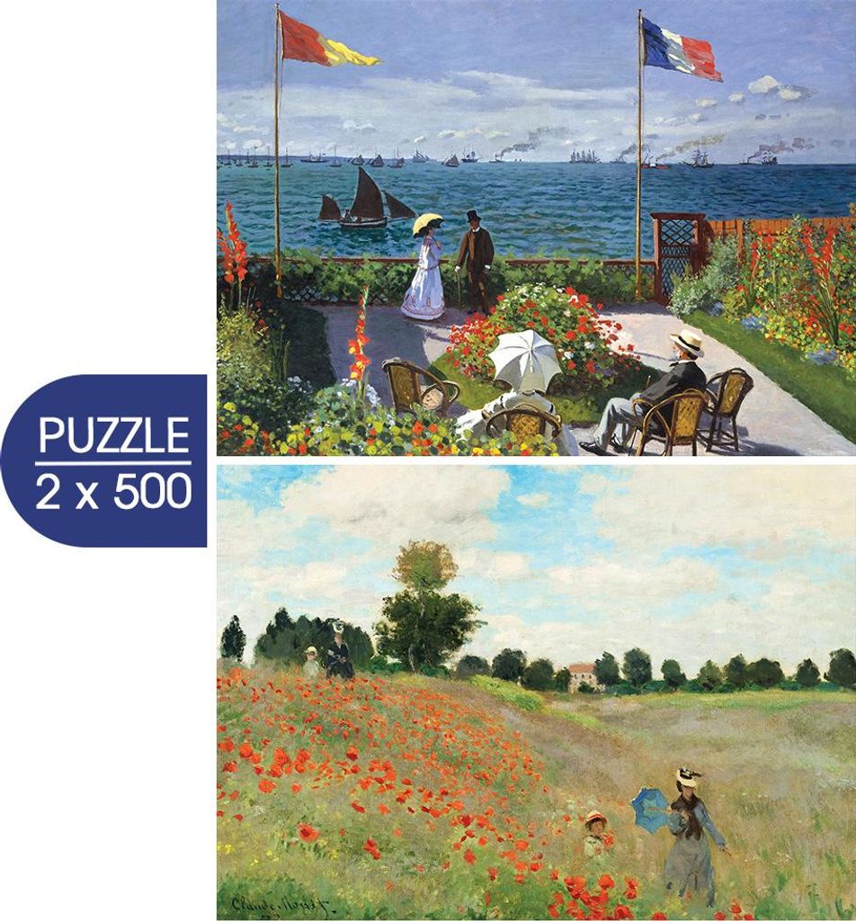 Grafika Puzzle Monet Kunst 500 Teile - Garten von Sainte Adresse und Mohnfeld