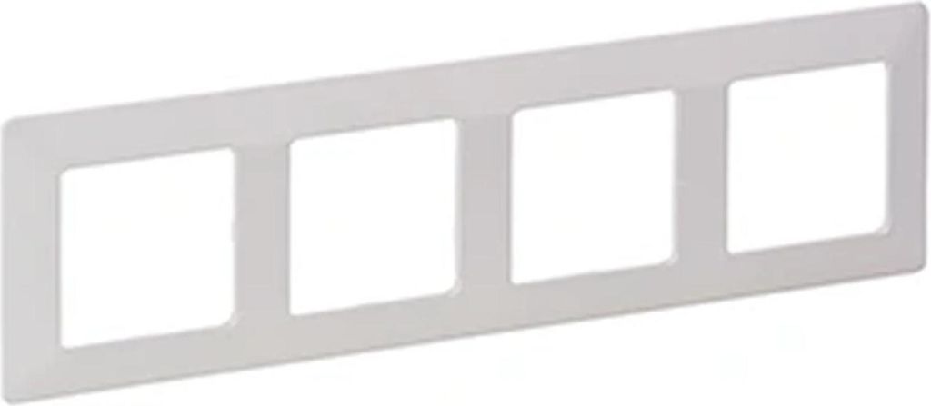 A white frame with four square openings for electrical outlets or switches.