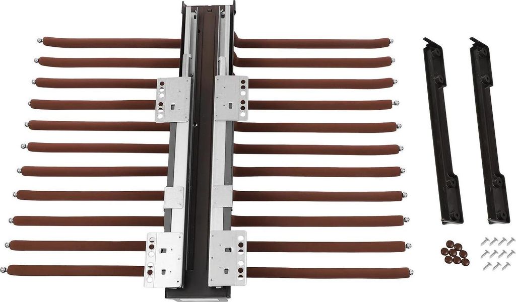 Ausziehbarer Hosenhalter - Doppelreihiger Kleiderschrank Organizer - 22 Stangen - Aluminium und Stahl - Platzsparend - Einfache Montage - Kaffeebraun