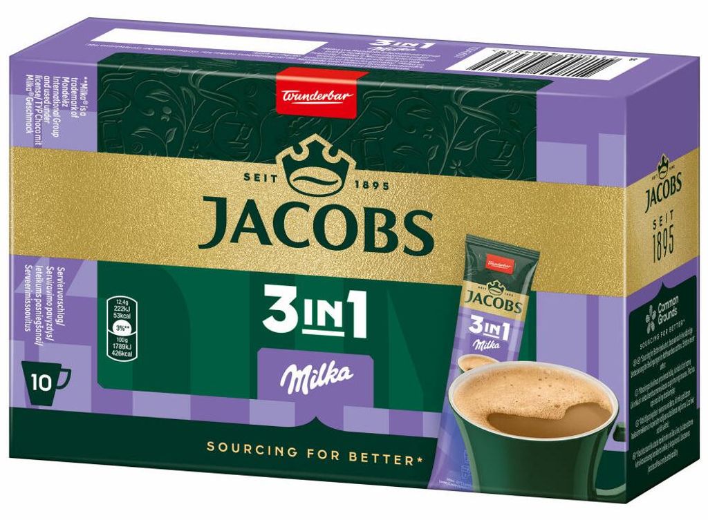Jacobs 3in1 Milka, Instant-Kaffee mit Kakao, löslicher Produktbild 