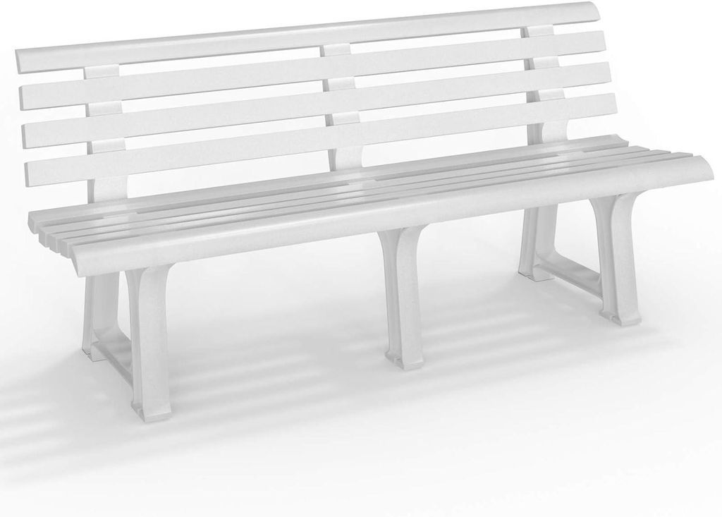 Bank 3 Sitzer aus Kunststoff, weiß, 148 cm breit, stabile Produktbild 