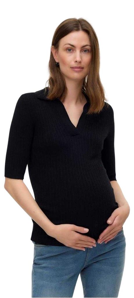 Mamalicious - Sweatshirt für Damen, V-Ausschnitt, Umstandskleidung, 3/4 Ärmel GT23092 (34 DE) (Schwarz)