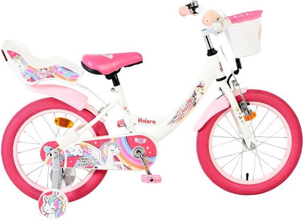 VOLARE bicicletta per bambini Unicorno 16 pollici, bianco Immagine del prodotto 