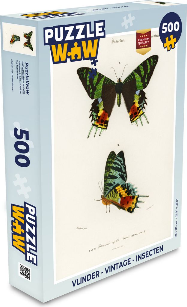 MuchoWow Puzzle 500 Teile Schmetterling - Vintage - Insekten - Denken - Spiel - Toy