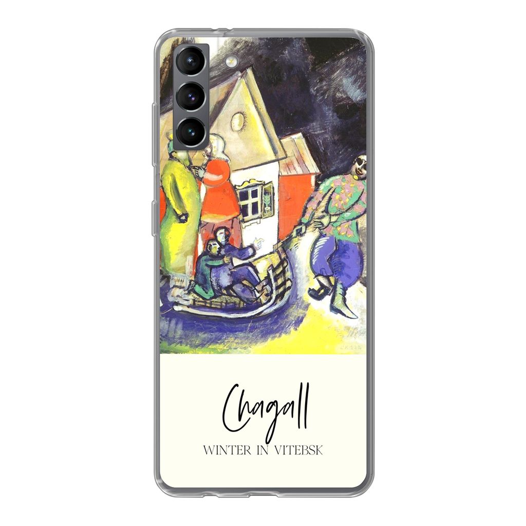 MuchoWow Handyhülle Schutzhülle Hülle für Samsung Galaxy S21 Plus Winter in Witebsk - Chagall Silikon Softcase Handy Hülle - Handy-Tasche