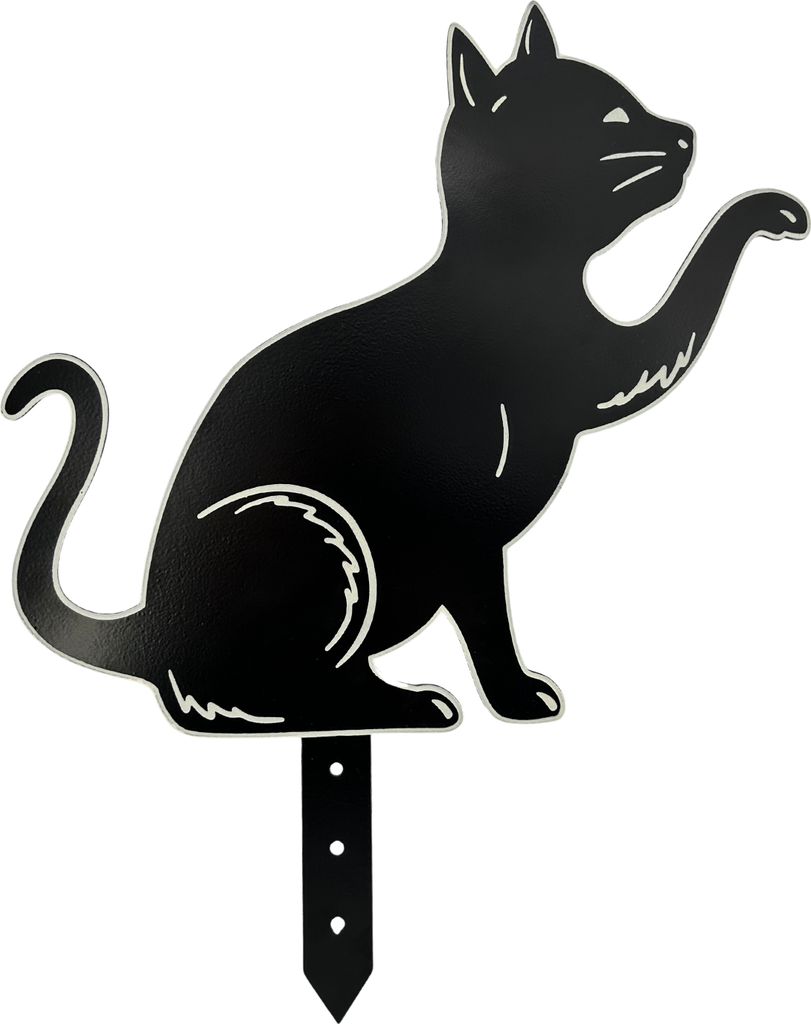 Gartenstecker Katze | fluoreszierende Konturen | 40 cm H