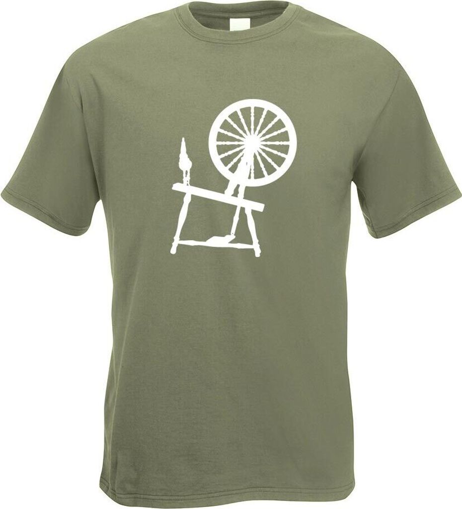 Kiwistar - T-Shirt - Olive - Spinnrad Siljouette Motiv Bedruckt Funshirt Design Print - mit Motiv Bedruckt - Funshirt Design - Sport - Freizeit - H...