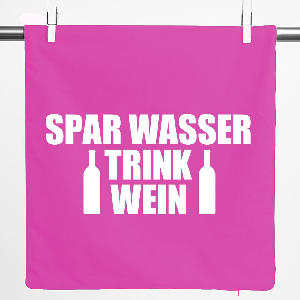 Huuraa Kissenbezug Spar Wasser Trink Wein Weinflasche 40x40cm Fuchsia Baumwolle Dekokissenbezug Geschenkidee