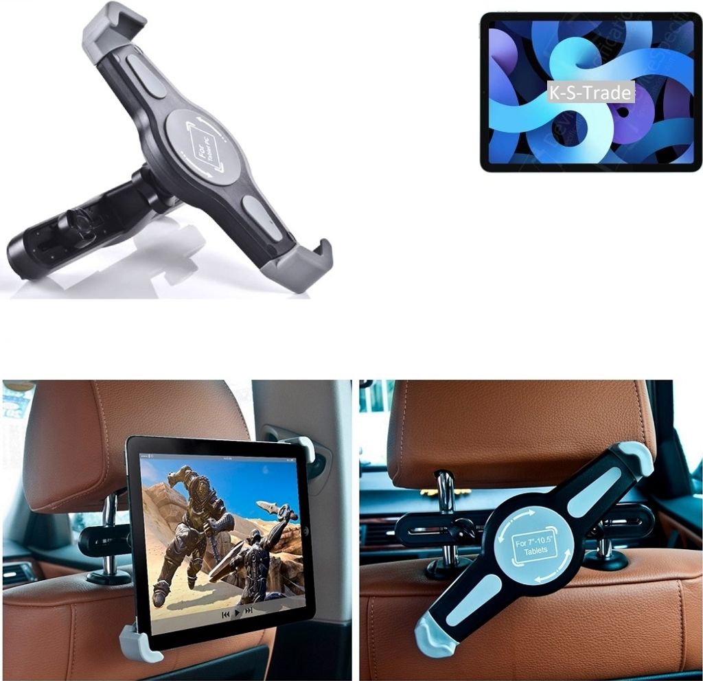 K-S-Trade Tablethalterung kompatibel mit Apple iPad Air (2020) Wi-Fi KFZ Kopfstützen Halterung 360° Auto Sitzhalterung Headrest Holder Halter Tablet