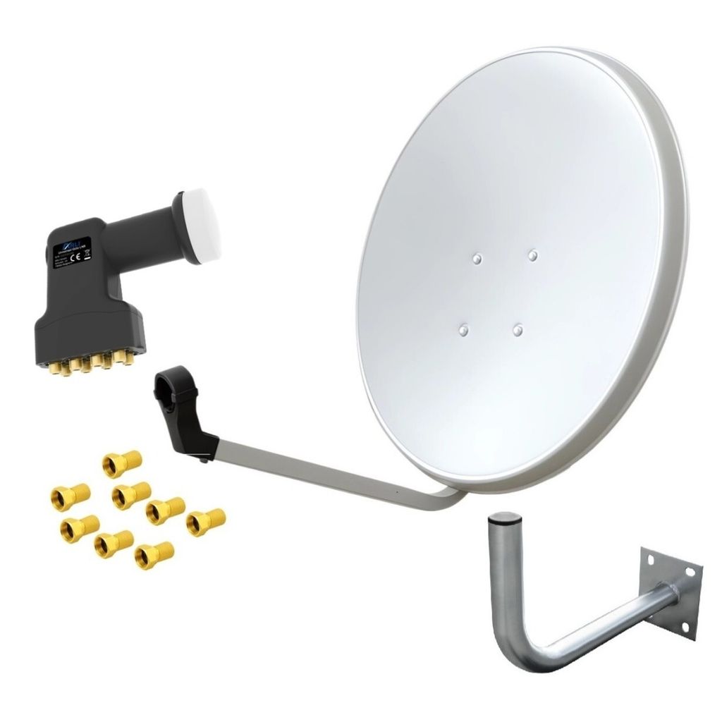 ARLI 60 cm HD Sat Anlage Weiß mit Octo LNB + Wandhalter 25 Produktbild 