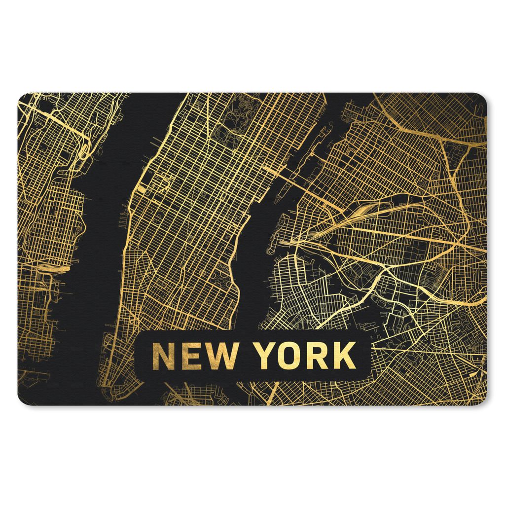 MuchoWow Schreibtischunterlage New York - Karte - Zusammenfassung 60x40 cm - XXL Mauspad - Großes Mauspad