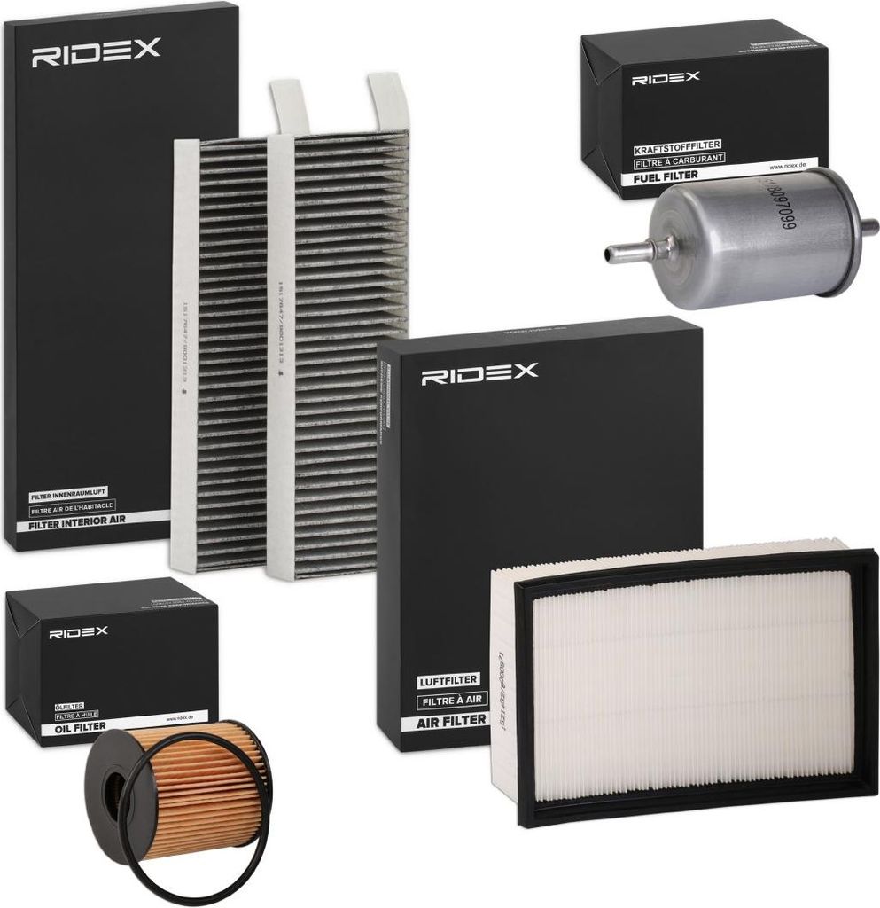 RIDEX Filterset Inspektionspaket Filtersatz passend für PEUGEOT 5008 (0U, 0E) 307 (3A/C) 3008 (0U) PARTNER Combispace (5F)