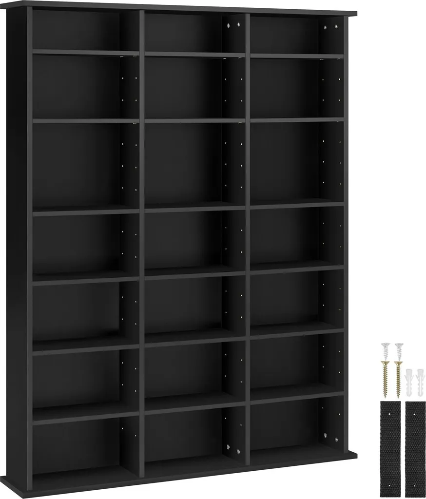 Meuble de rangement bibliothèque noire Stevie haute pour livres et déco