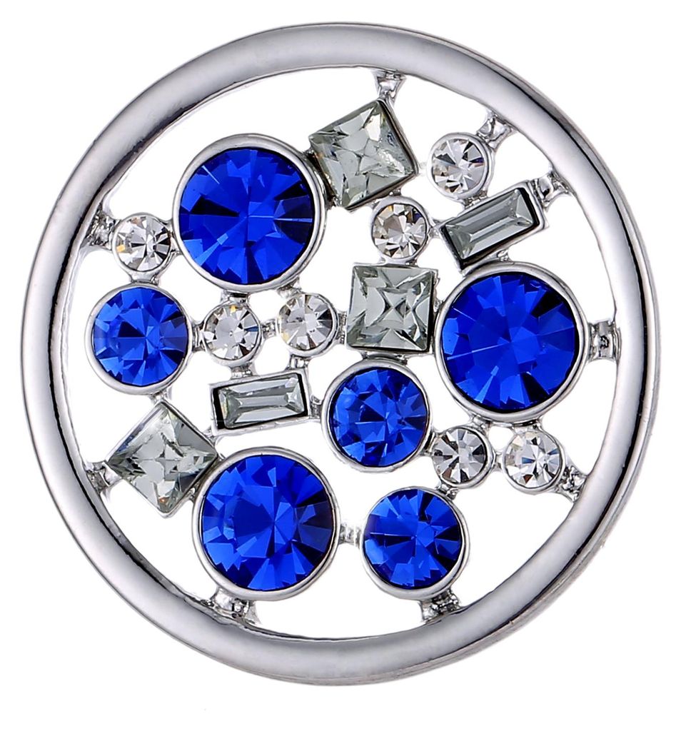 Morella Damen Coin 33 mm Universum mit Zirkoniasteinen blau