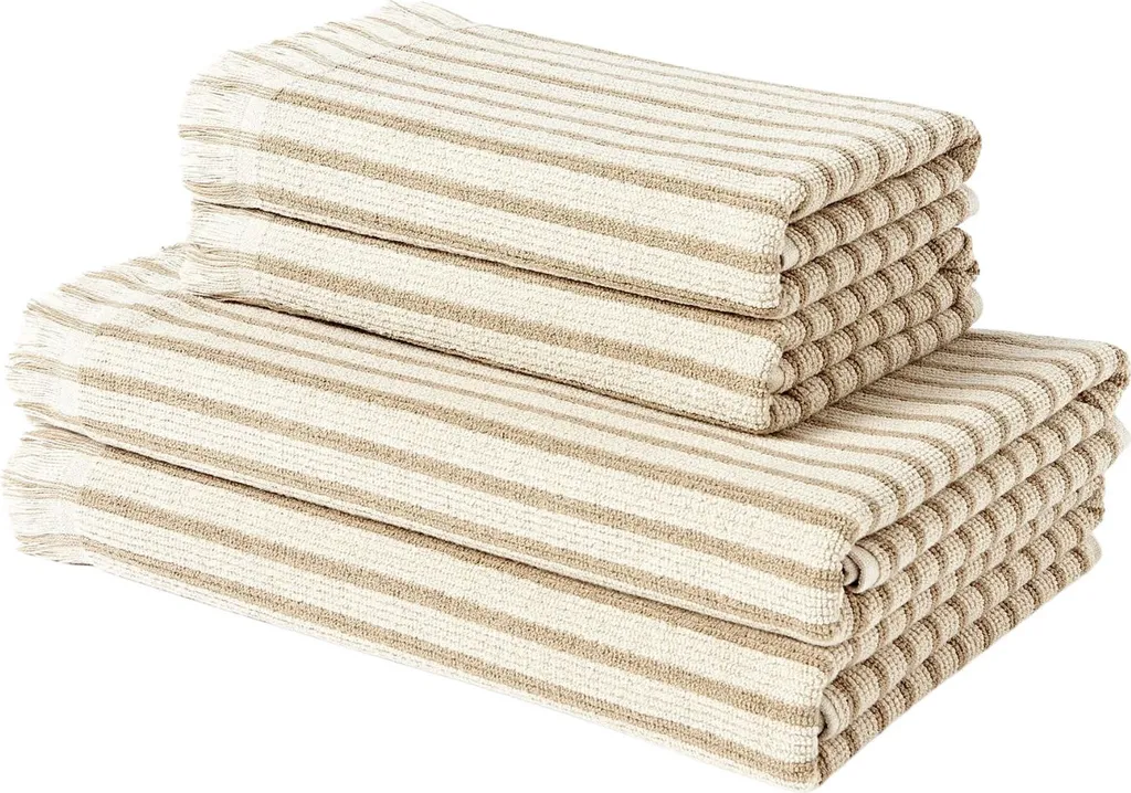Serviettes de bain Westwing Irma beige pour salle de bain - Lot 4 pièces
