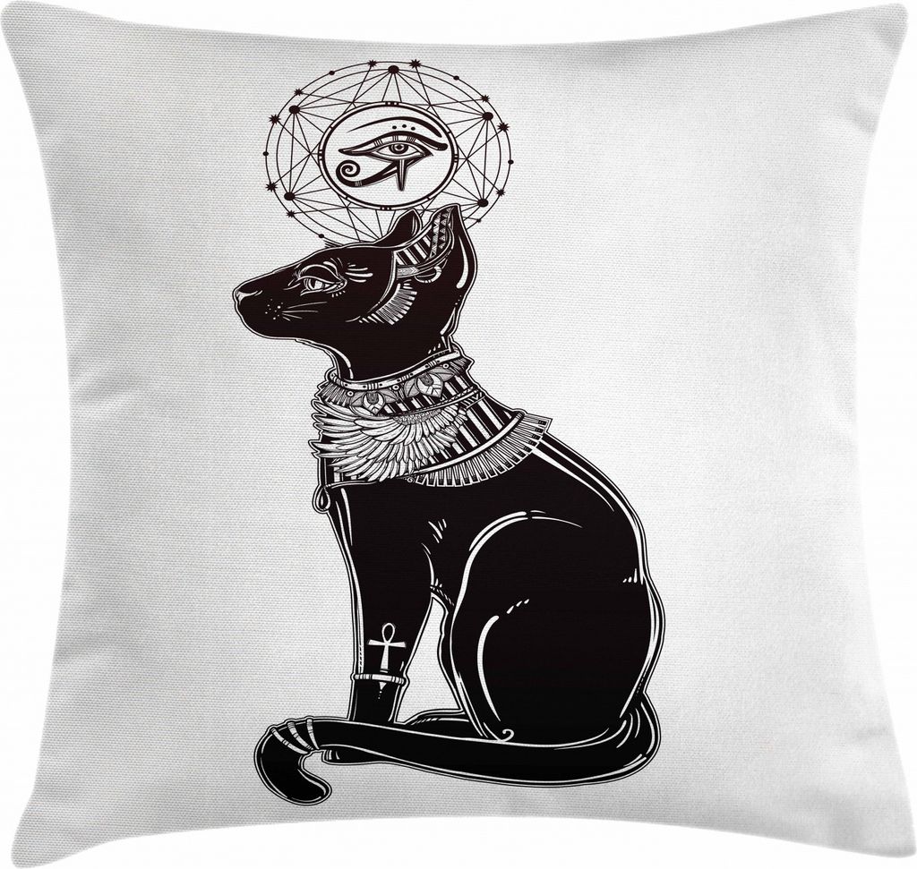 ABAKUHAUS Katze Kissenbezug, Ägyptisches Tier Spiritual, Waschbar mit Reißverschluss Kissenhülle mit Farbfesten Klaren Farben Beidseitiger Druck...