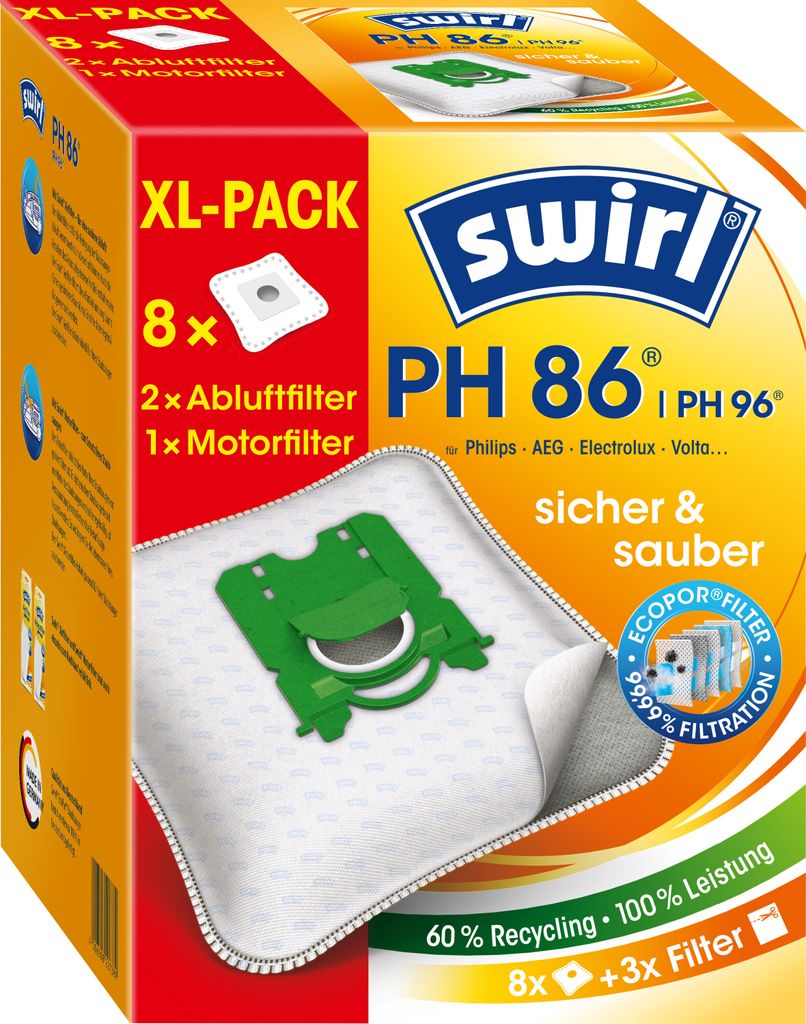 Swirl PH 86/96 XL Vorteilspack EcoPor® Staubsaugerbeutel Produktbild 