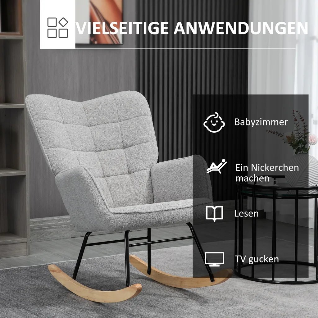 Fauteuil d'Appoint Pivotant pour Coin Lecture Cosy Gris Clair 101cm - 6
