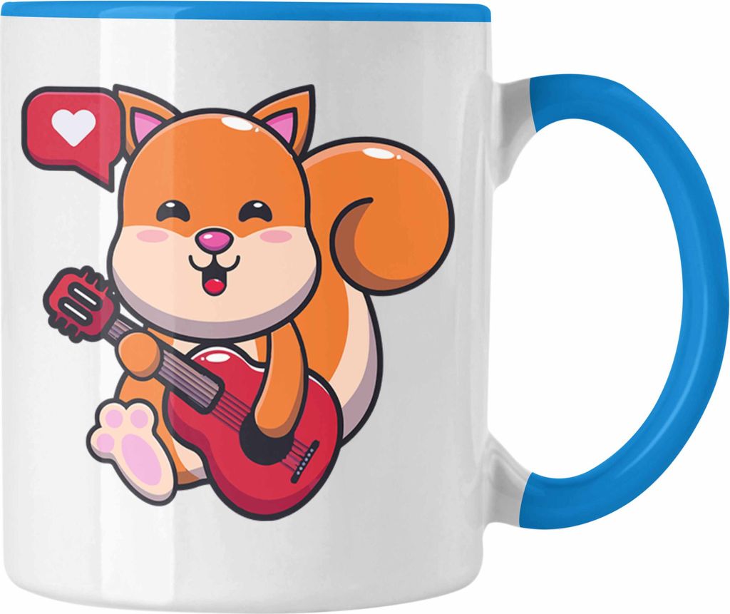 Trendation - Eichhörnchen Tasse Geschenk Grafik für Eichhörnchen Liebhaber Geschenkidee Lustige Tasse (Blau)