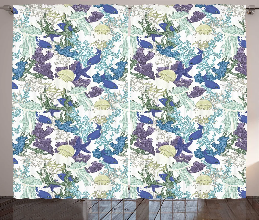 Rideau lavande et vert menthe en tissu rustique lavable 280 x 225 cm