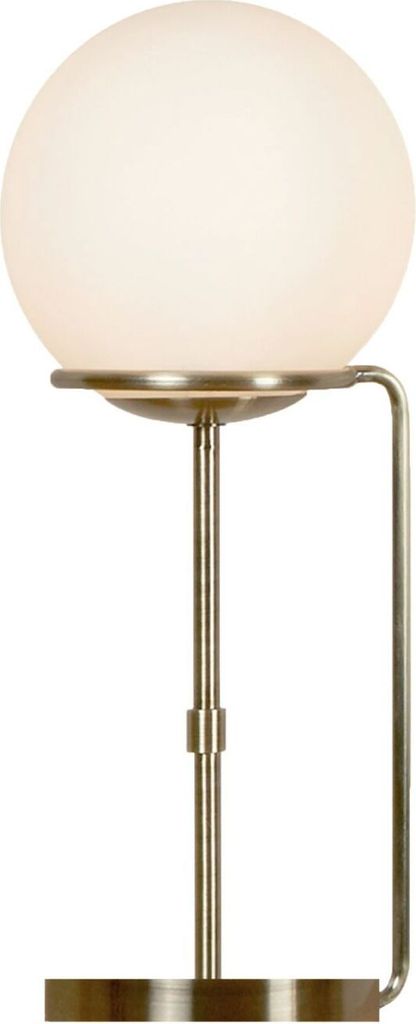 Tischlampe Metall Glas 50 cm hoch in Messing Antik Weiß E27 Kugelschirm Jugendstil