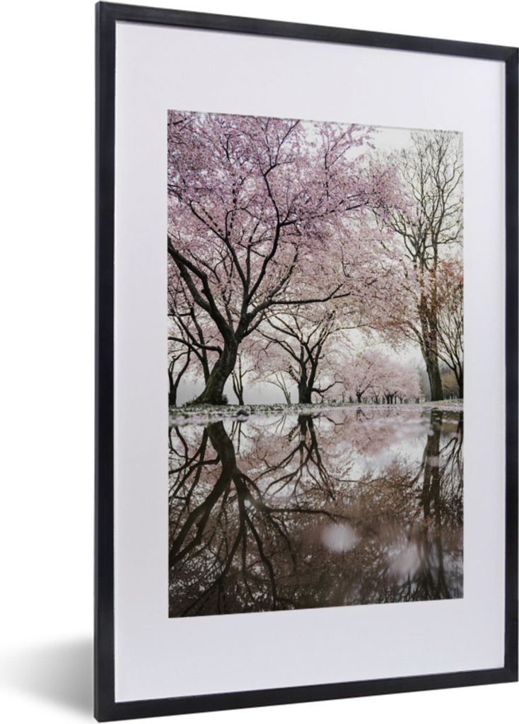 MuchoWow MuchoWow Gerahmtes Poster Sakura - Blüte - Baum - Japan 40x60 cm - Poster mit zchwarzem Bilderrahmen - Poster in Rahmen