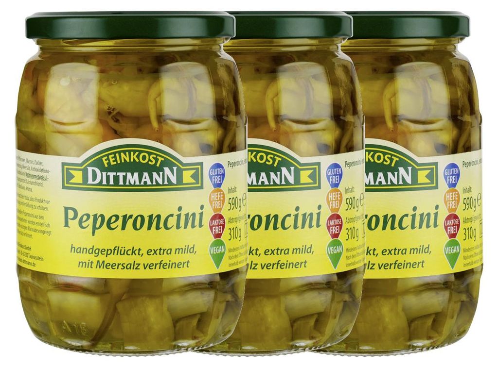 Dittmann Peperoncini extra łagodne, waga netto 390 g, słoik Zdjęcie produktu 