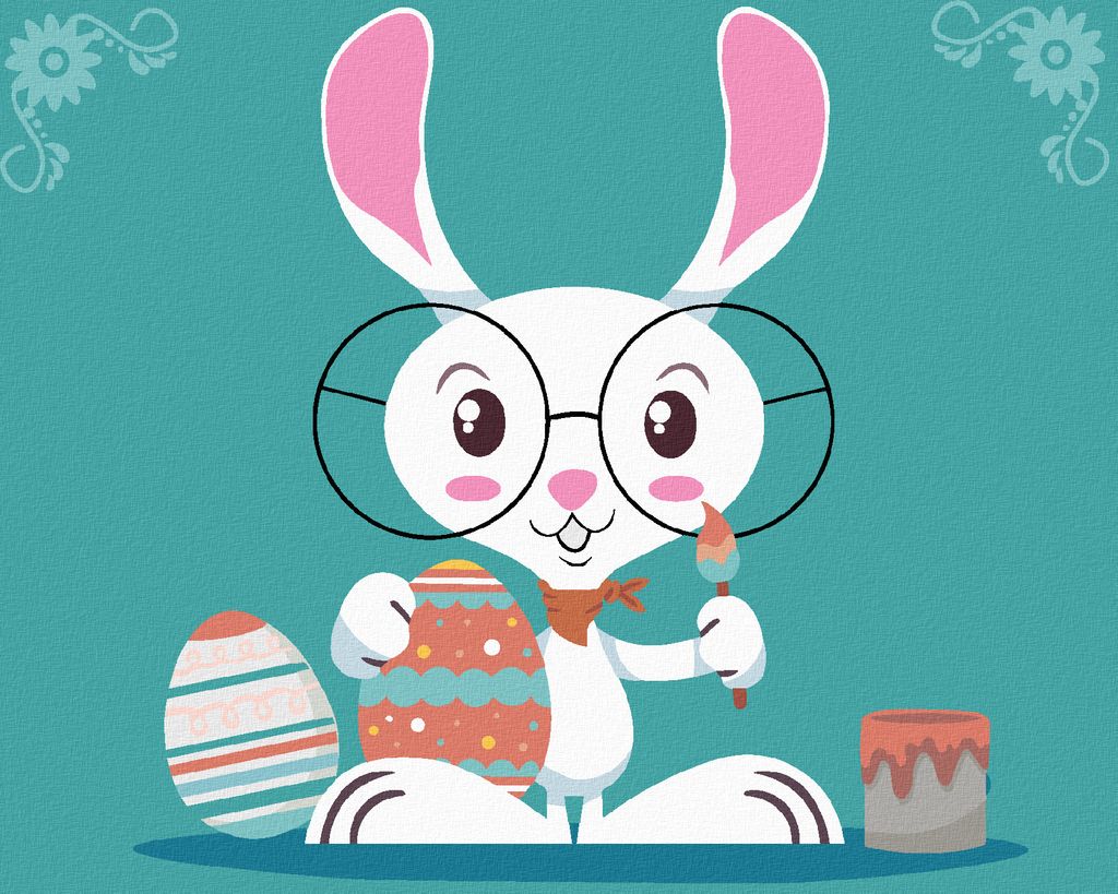 Zuty - Malen nach Zahlen - KANINCHEN MIT BRILLE, 40x50 cm, mit Keilrahmen (bereits gespannt)