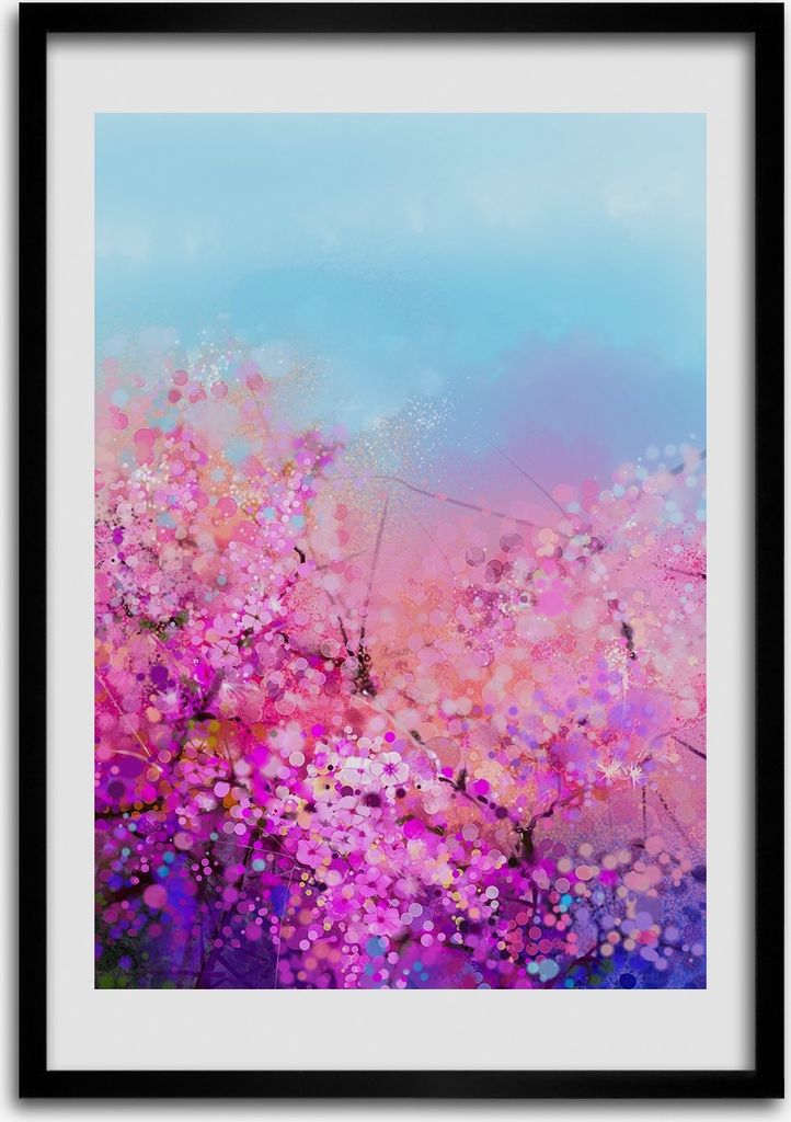 Bild - Bilderrahmen - Foto - 70 cm x 100 cm - MDF - Rahmen - Wandkunst - Kirschblüten