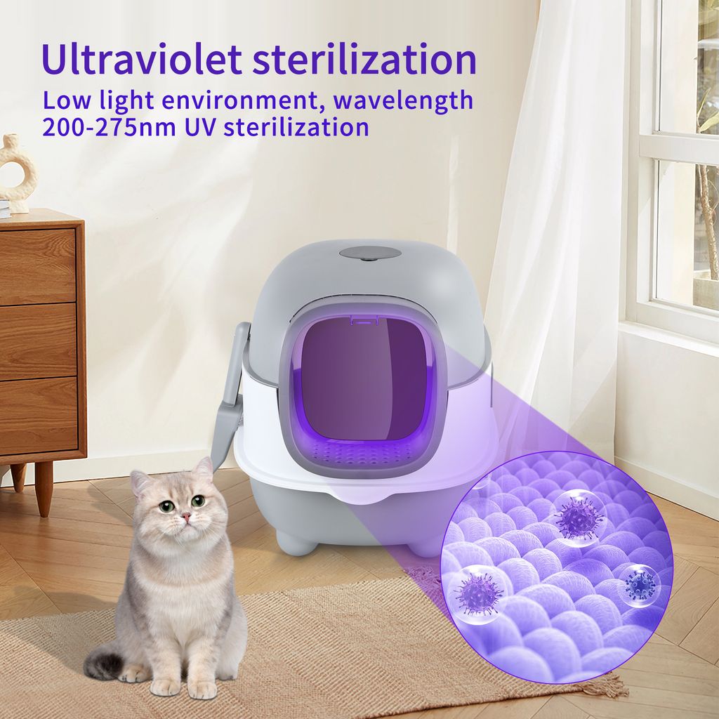 Katzentoilette Mit UV-Licht Katzenklo mit Deckel grau Produktbild 4