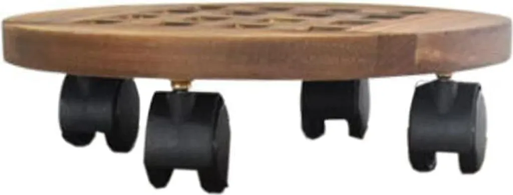 Support plante bois 25 cm pivotant marron imperméable jardin maison
