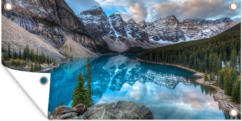 MuchoWow 60x30 cm Outdoor-Poster Gartendeko Sichtschutz Garten Poster für den Garten Blauer See im Banff-Nationalpark in Kanada