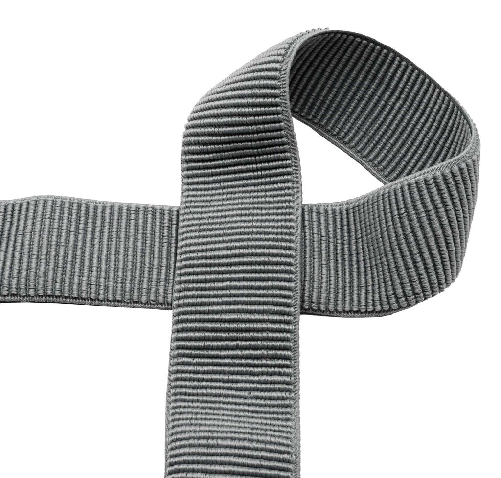 Gummiband 50 mm Elastic Rib Band ab 1m geripptes Gummiband Bund Bündchen Gürtel grau
