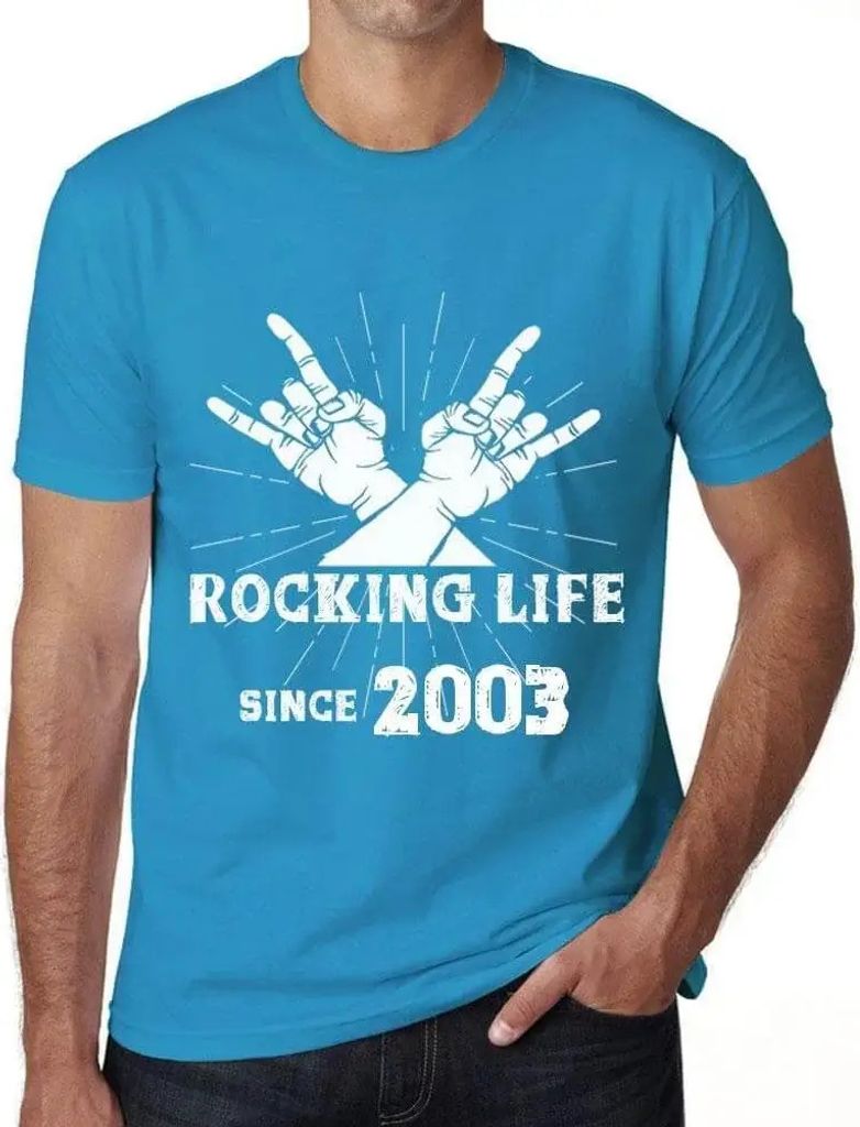 Herren Grafik T-Shirt Das Leben rocken seit 2003 – Rocking Life Since 2003 – Geschenk 21. Geburtstag Jahrestag 21 Jahre Jubiläum 21 Jährige Mann