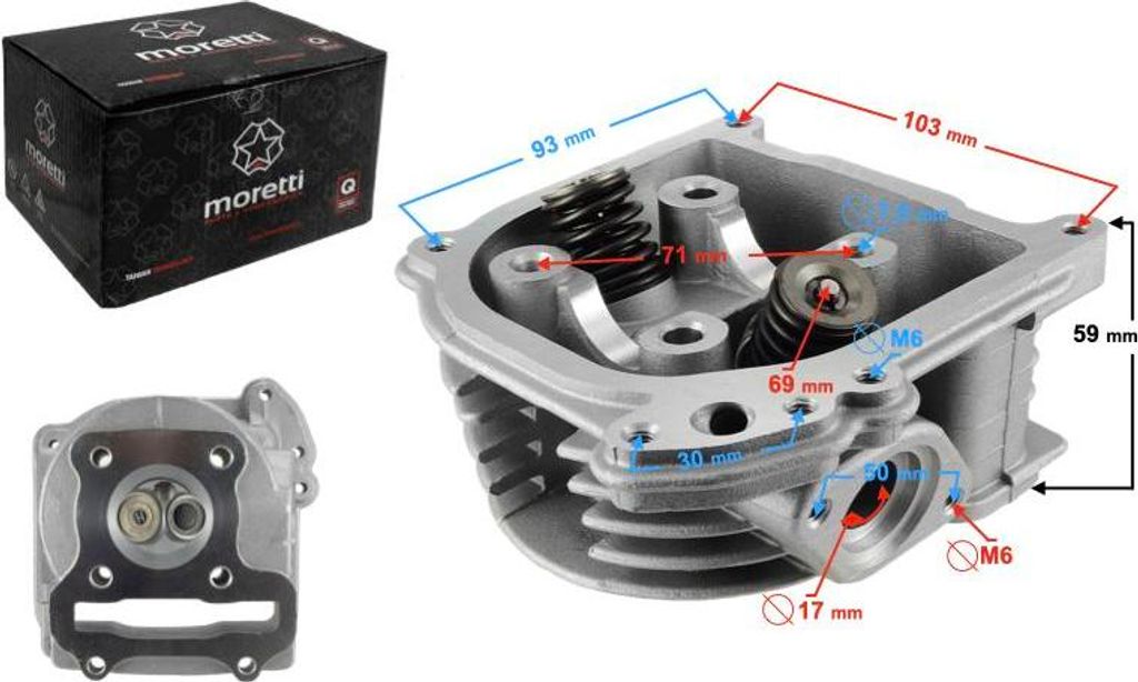Zylinderkopf für 4T 60cc Roller 139QMB lange Ventile