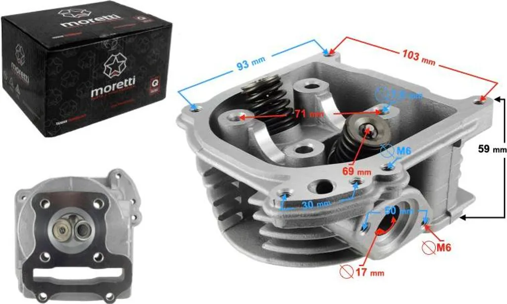 Culasse 60cc pour scooter 4T à soupapes longues et conduit renforcé