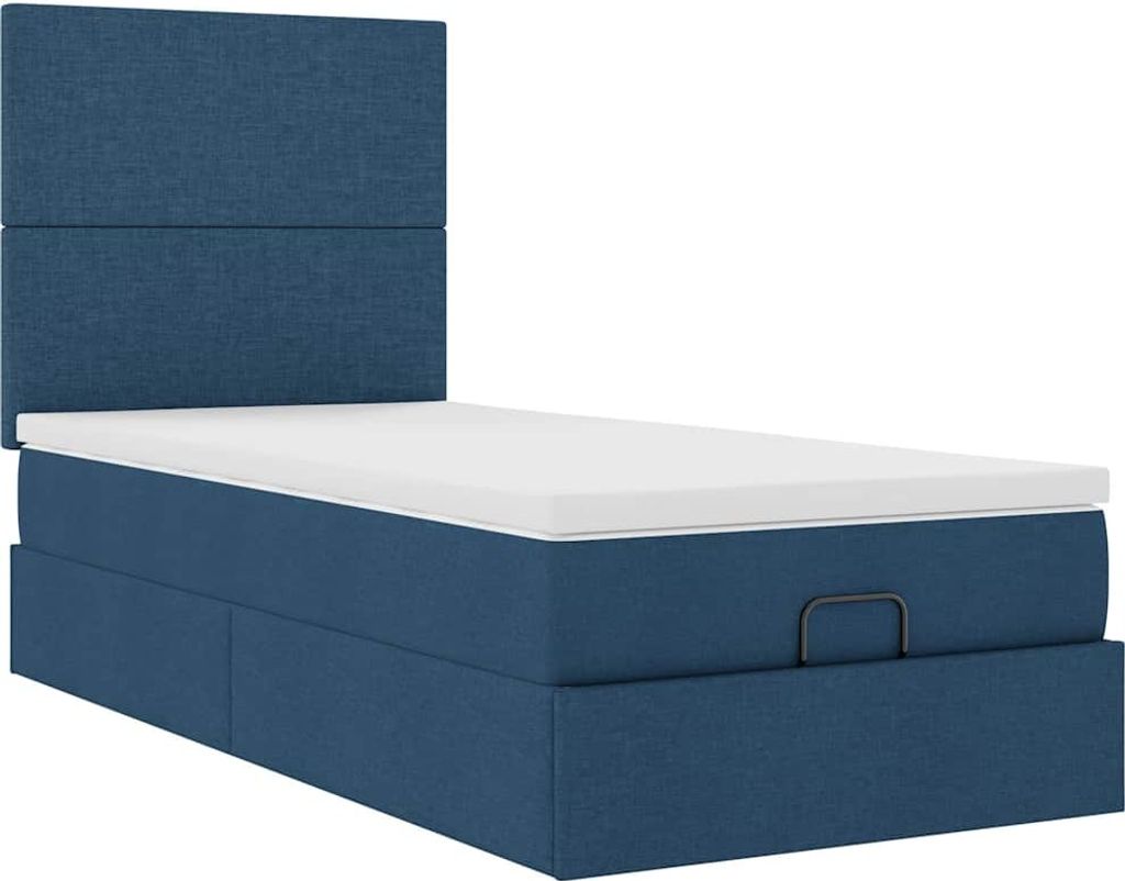 Ottoman-Bett mit Matratze Blau 100x200 cm Stoff