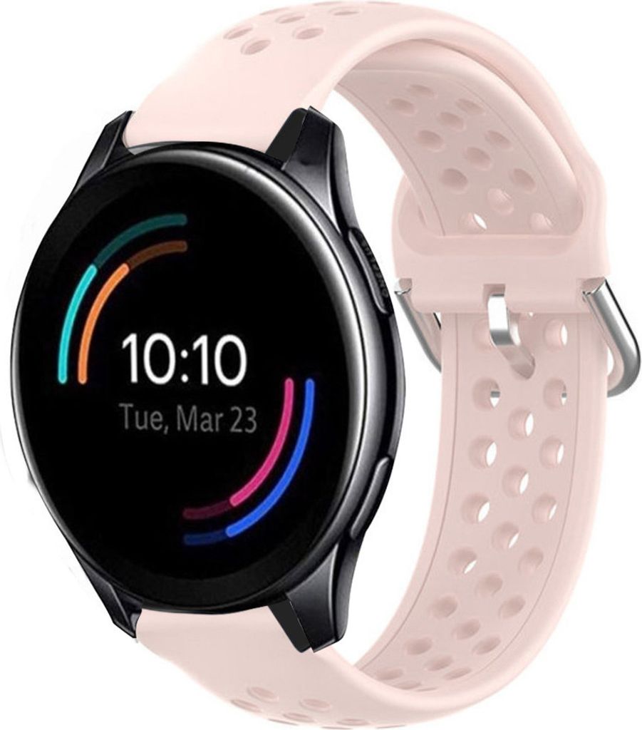 Strap-it OnePlus Watch Silikonarmband mit Löchern (Rosa)
