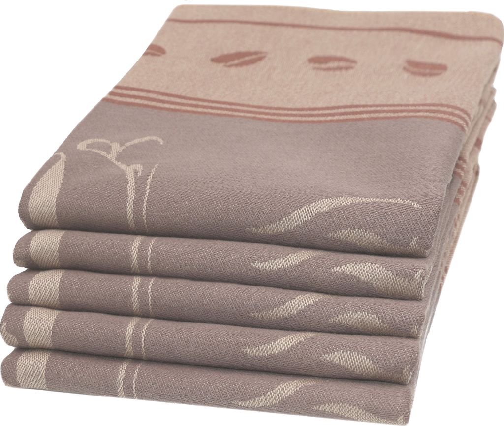 5er Set Geschirrtücher, 50x70 cm, 100% Baumwolle, Kaffee Produktbild 