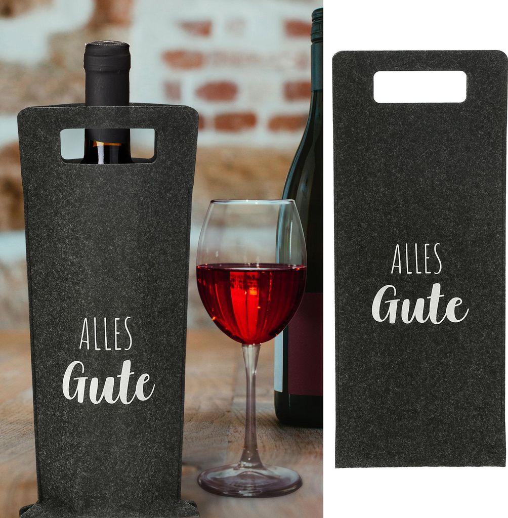Flaschentasche "Alles Gute" Filz Tragegriff Geschenkverpackung Flaschentasche Filztasche