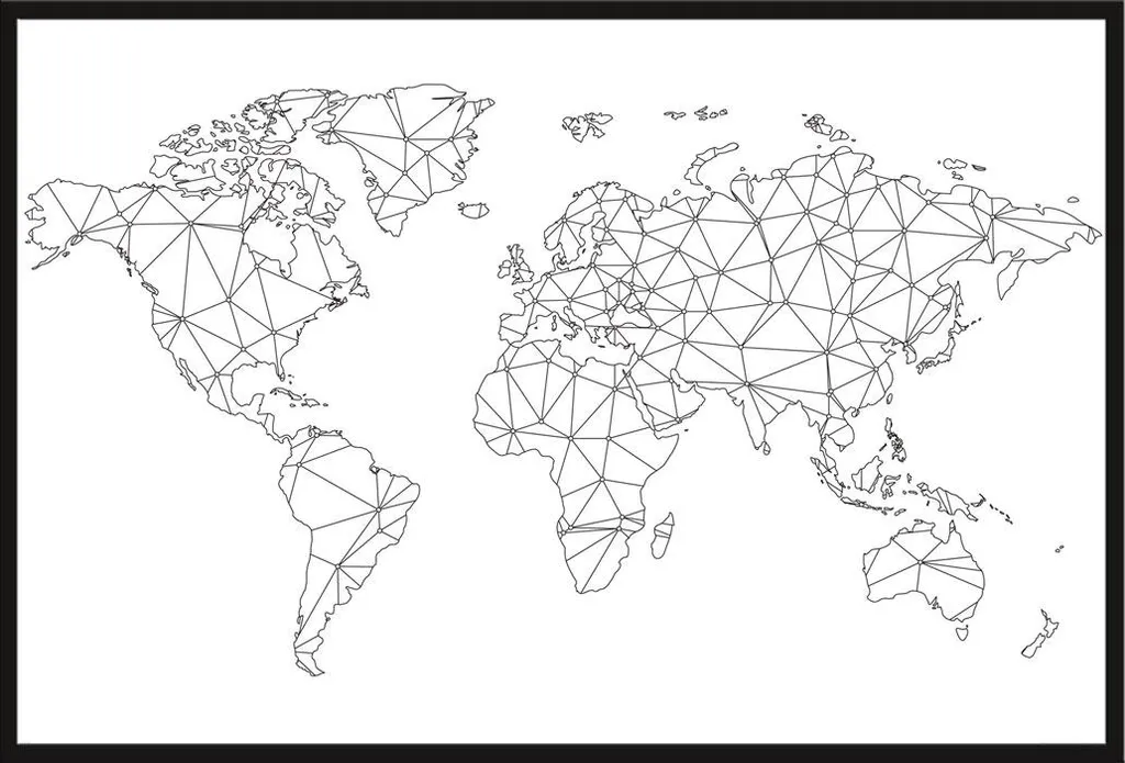 Cadre interchangeable avec poster carte du monde - Protection vitre acrylique