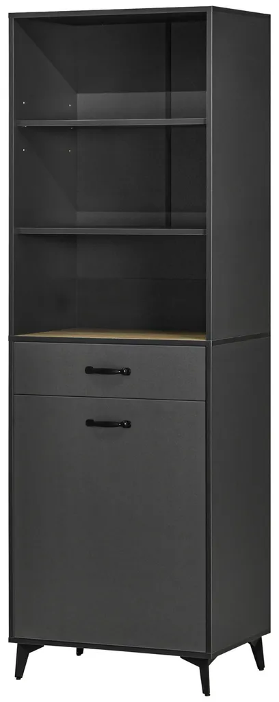 Buffet haut design industriel gris et aspect chêne clair - Modèle Loft - 2