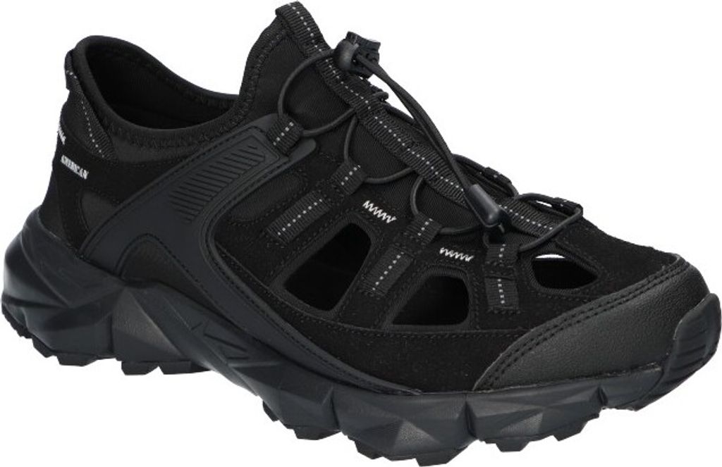 AMERICAN CLUB LE06 Solide Herren Sportsandalen, Schaumstoffeinlage MEMORY FOAM SYSTEM, Slip-On Modell, Sandalen, Schwarz 43
