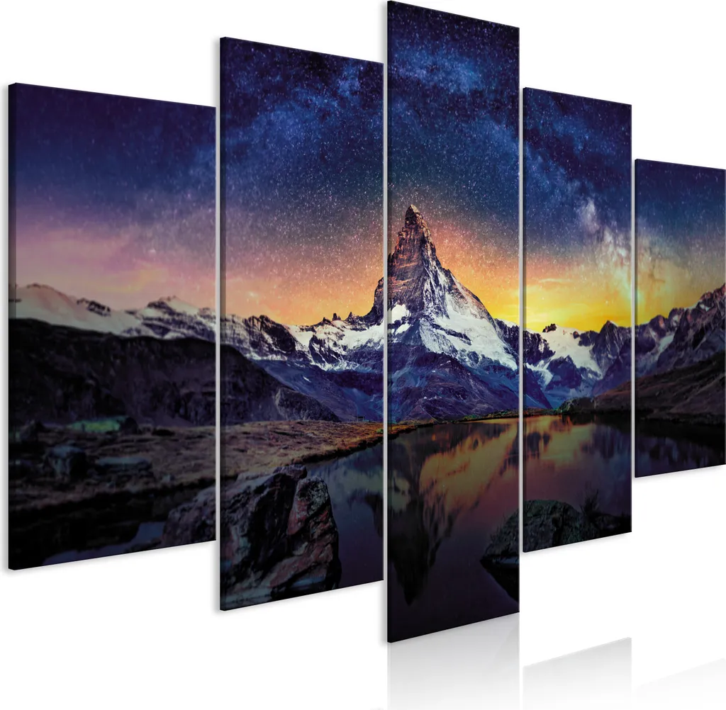 Quadro Cervino 225x112,5 cm - 5 Pezzi in Tessuto non Tessuto XXL